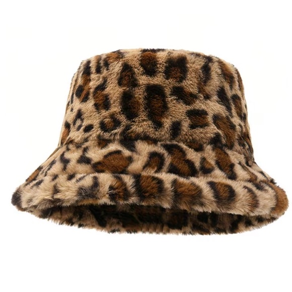 Leopard Print Faux Fur Bucket Hat - Picture 2 of 4